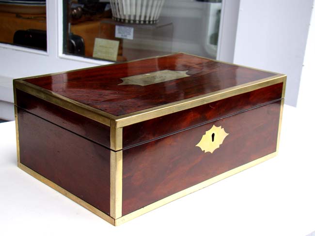 An Antique Regency period brass bound mahogany Dressing Box circa 1820-1830